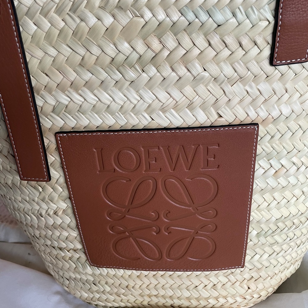 NEW Loewe Beach Tote Basket Bag Straw Leather - Picture 9 of 11